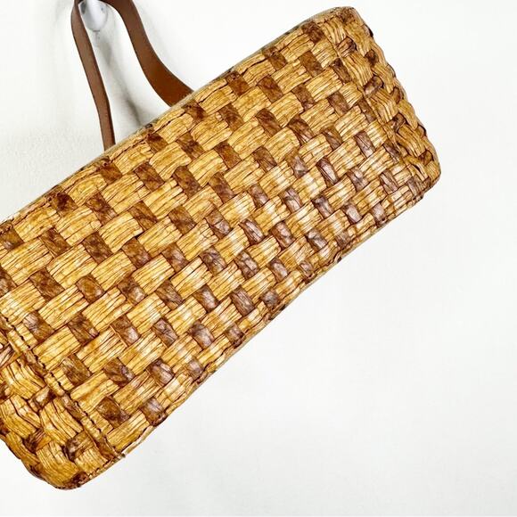 Fossil Canvas and Wicker Palm Tree Print Shoulder Bag Purse ZB 3863 - Picture 3 of 14